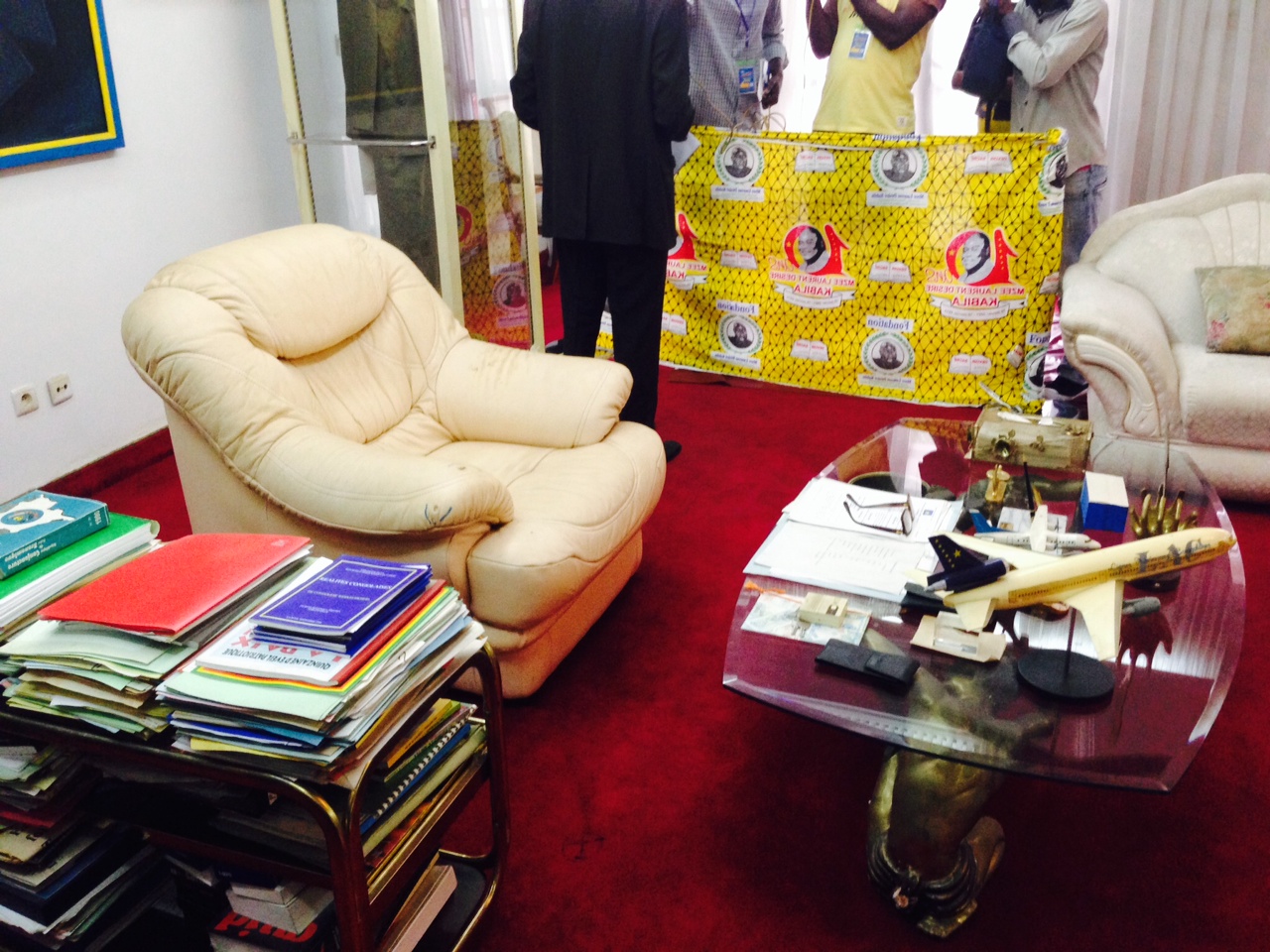 Palais de Marbre à Kinshasa, chaise où Laurent-Désiré Kabila était assis lorsqu’il a été touché