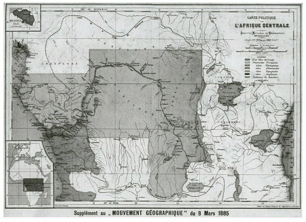 Carte des territoires impériaux et arpenteurs du territoire congolais