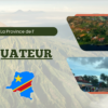 Decorative banner about Ecuador with Andes mountains, a stylized map of Ecuador and village scenes in rounded panels flagged by bold ÉQUATEUR text.